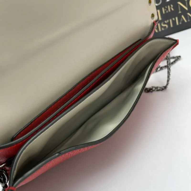 Valentino Red Leather Crossbody Satchel Bag 1038 - Image 7