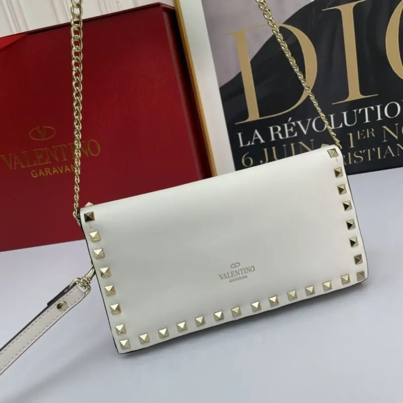 Alternative view of Valentino White Rockstud Chain Satchel Bag 1043