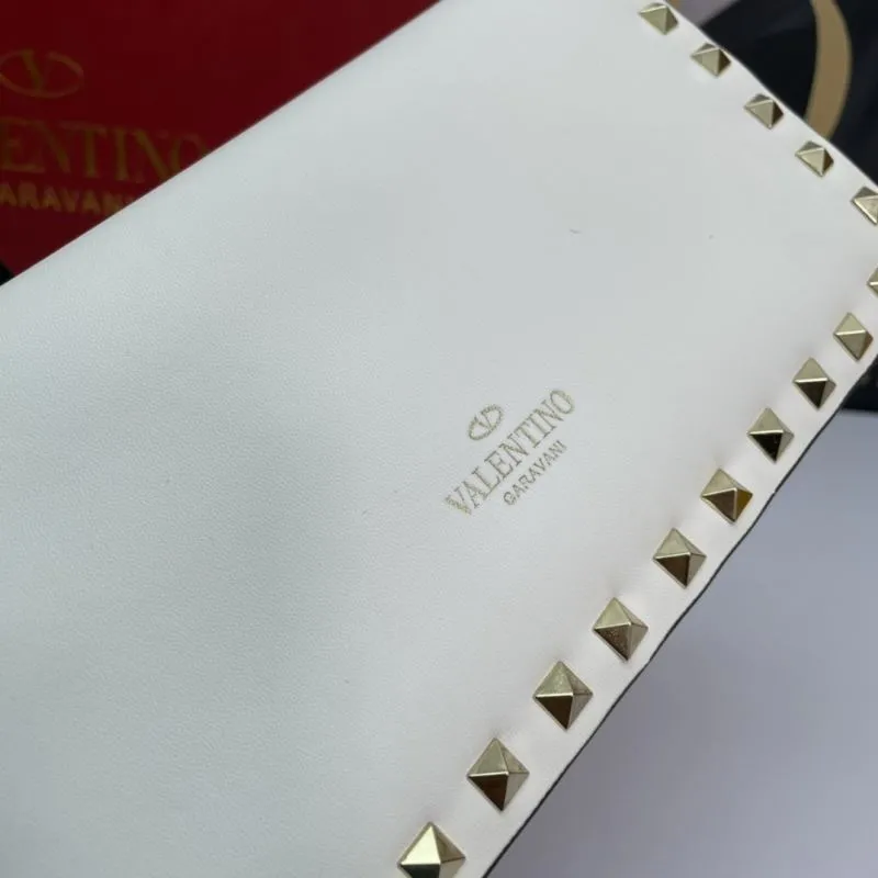 Valentino White Rockstud Chain Satchel Bag 1043 - Image 5