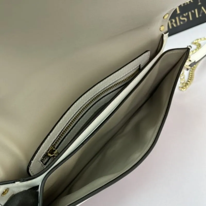 Valentino White Rockstud Chain Satchel Bag 1043 - Image 7