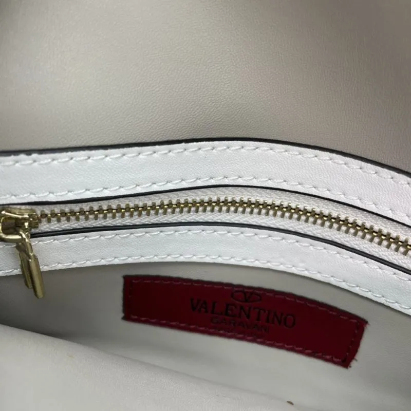 Valentino White Rockstud Chain Satchel Bag 1043 - Image 8