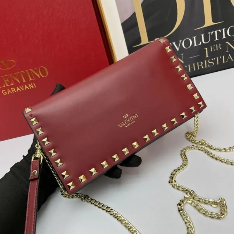 Valentino Red Rockstud Chain Crossbody Bag 1044