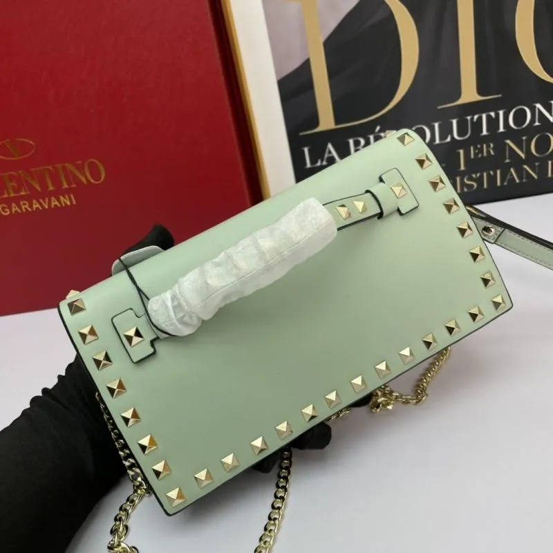 Valentino Mint Green Rockstud Crossbody Satchel Bag 1045 - Image 3