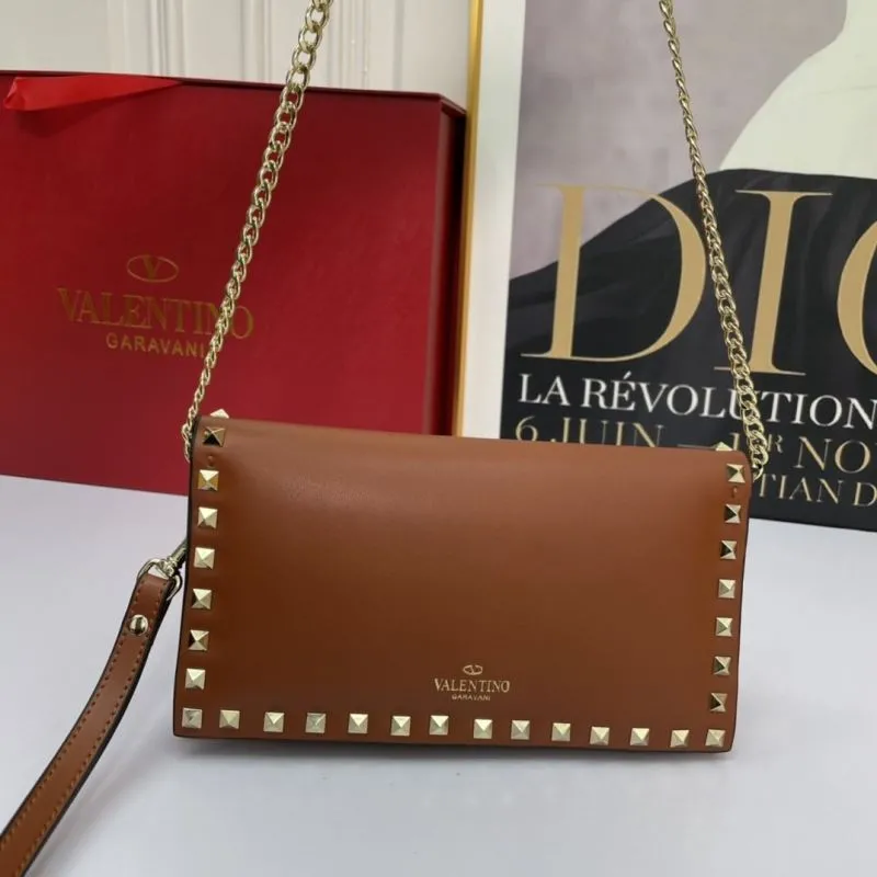 Alternative view of Valentino Brown Rockstud Chain Crossbody Bag