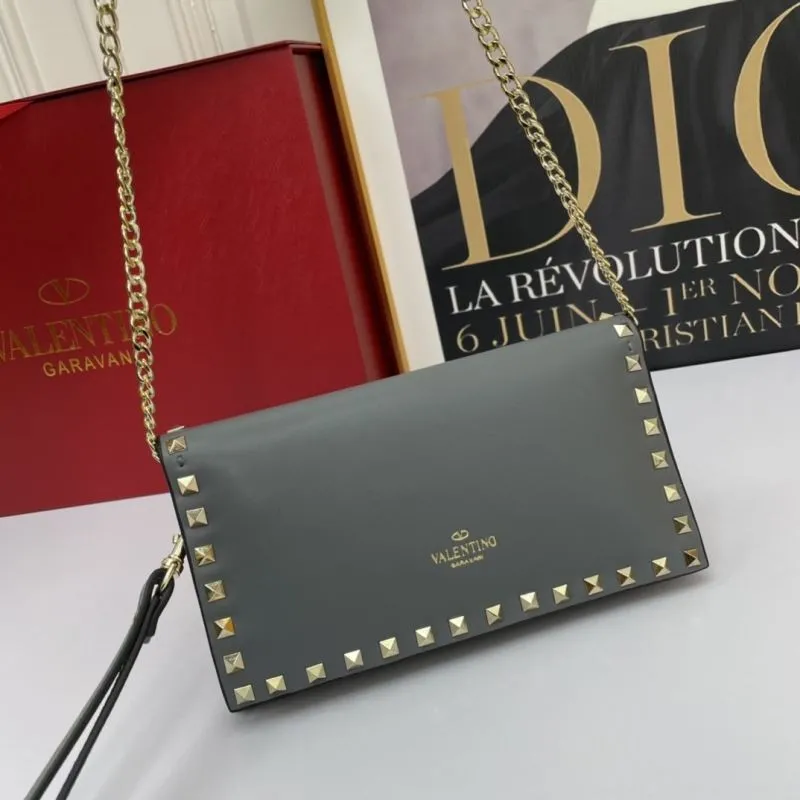 Alternative view of Valentino Gray Rockstud Chain Crossbody Bag 1047