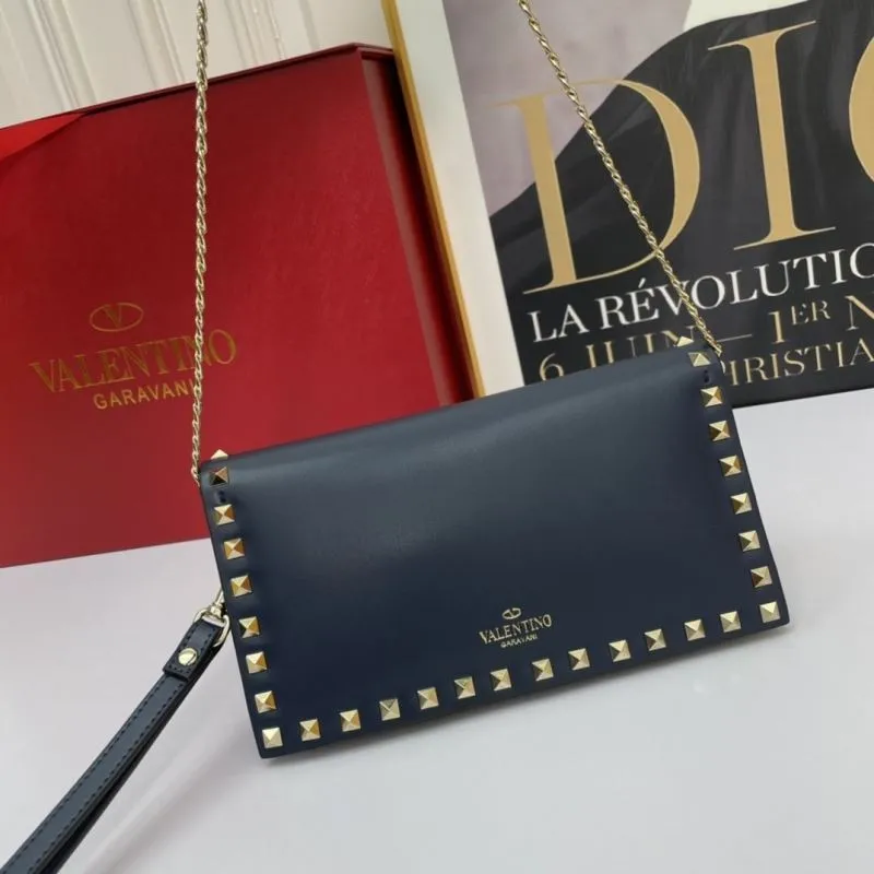 Alternative view of Valentino Garavani Navy Blue Rockstud Chain Crossbody Bag