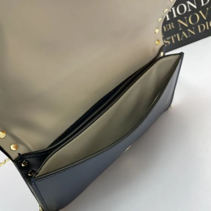 Valentino Garavani Navy Blue Rockstud Chain Crossbody Bag - Image 7