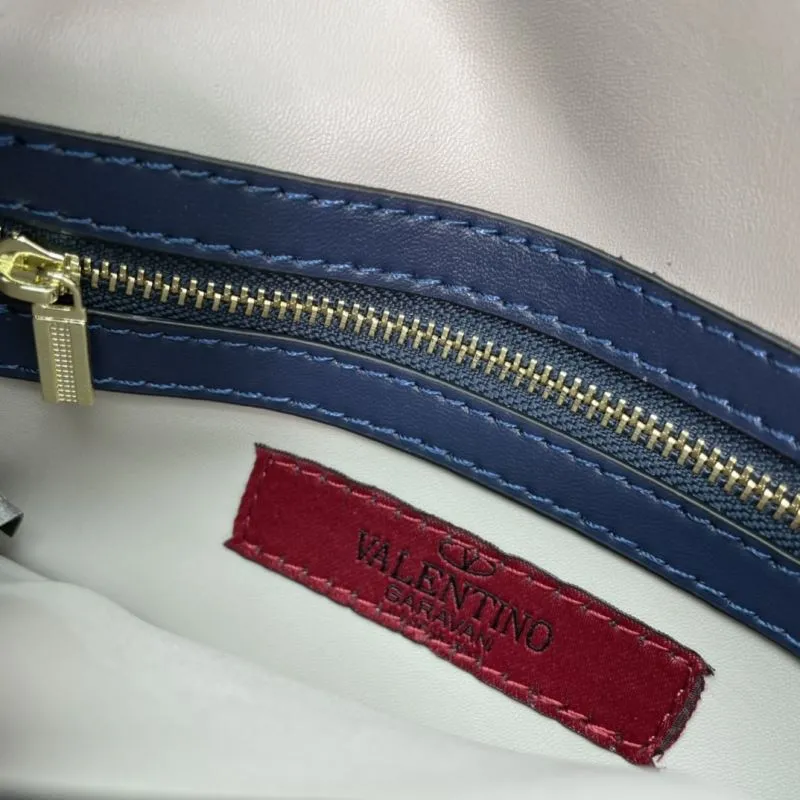 Valentino Garavani Navy Blue Rockstud Chain Crossbody Bag - Image 8