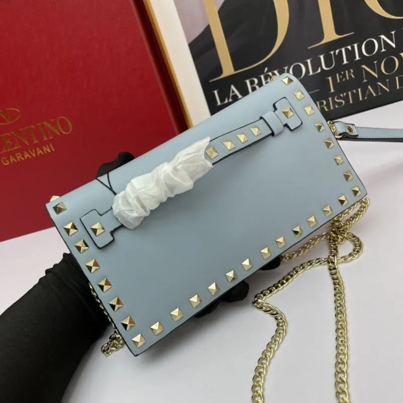 Valentino Garavani Light Blue Chain Satchel Bag - Image 3