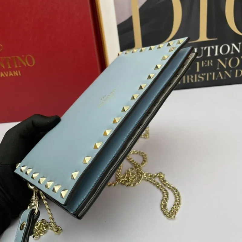Valentino Garavani Light Blue Chain Satchel Bag - Image 4