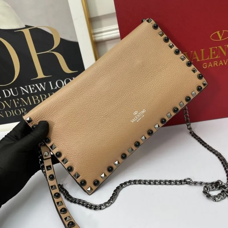 Valentino Beige Rockstud Crossbody Satchel Bag 1052