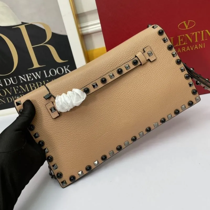 Valentino Beige Rockstud Crossbody Satchel Bag 1052 - Image 3