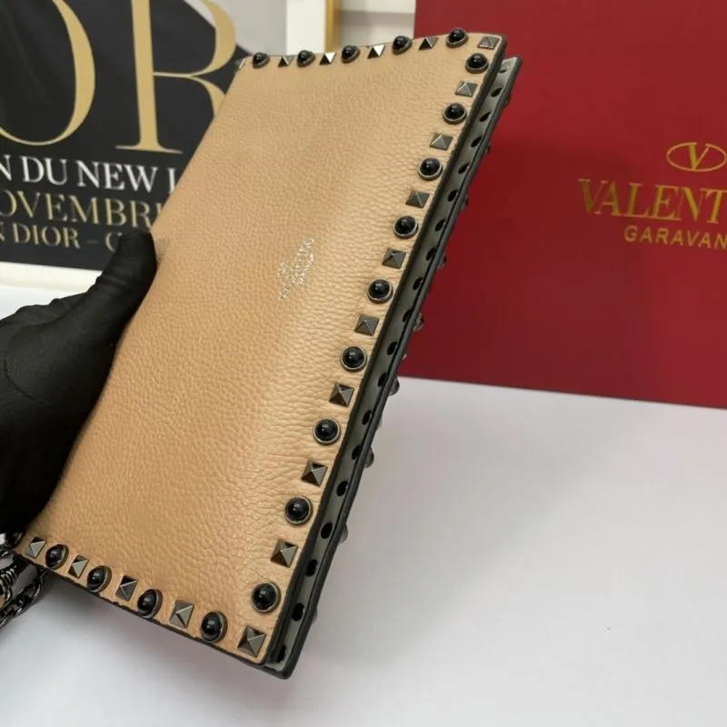 Valentino Beige Rockstud Crossbody Satchel Bag 1052 - Image 4