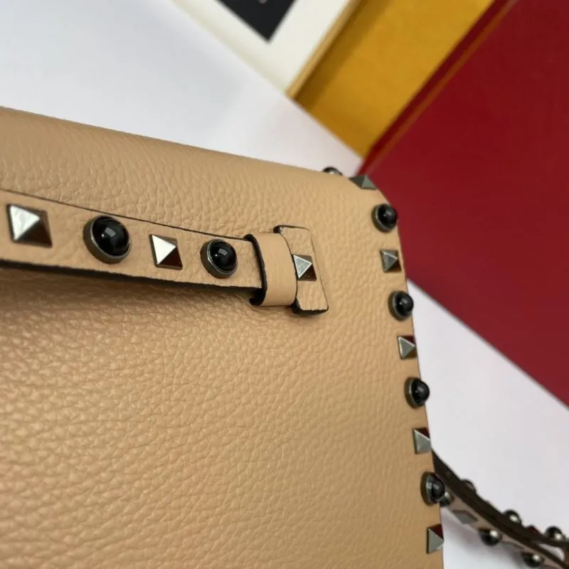 Valentino Beige Rockstud Crossbody Satchel Bag 1052 - Image 6