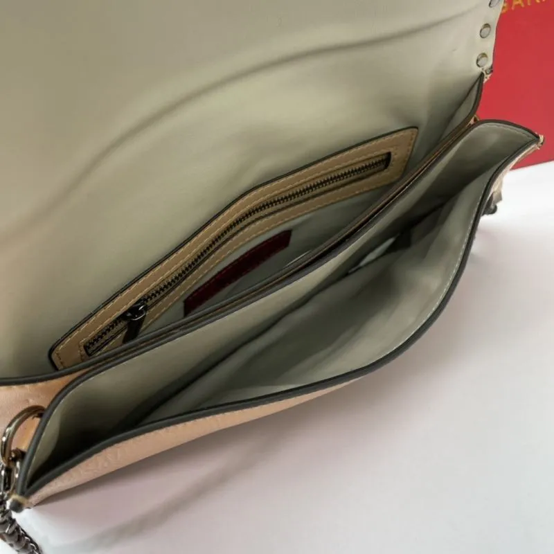 Valentino Beige Rockstud Crossbody Satchel Bag 1052 - Image 7