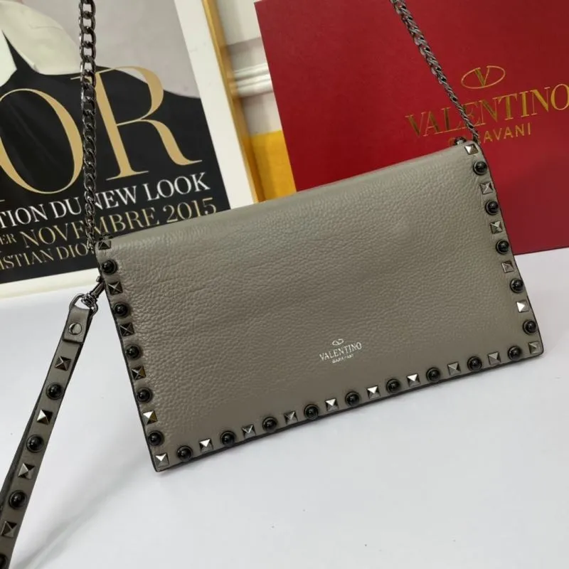 Alternative view of Valentino Gray Leather Studded Satchel Bag 1053