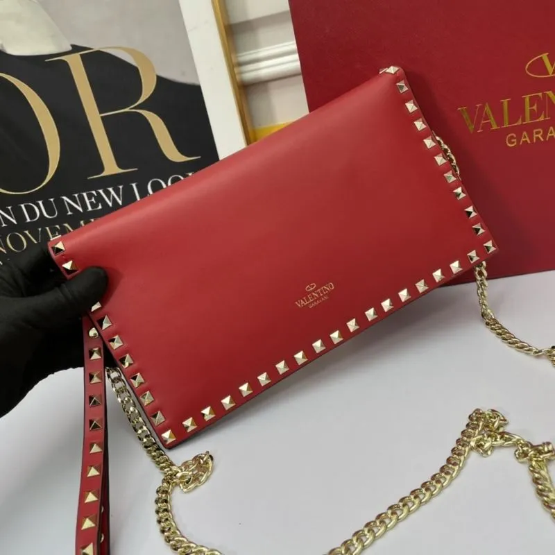 Valentino Red Rockstud Chain Satchel Bag