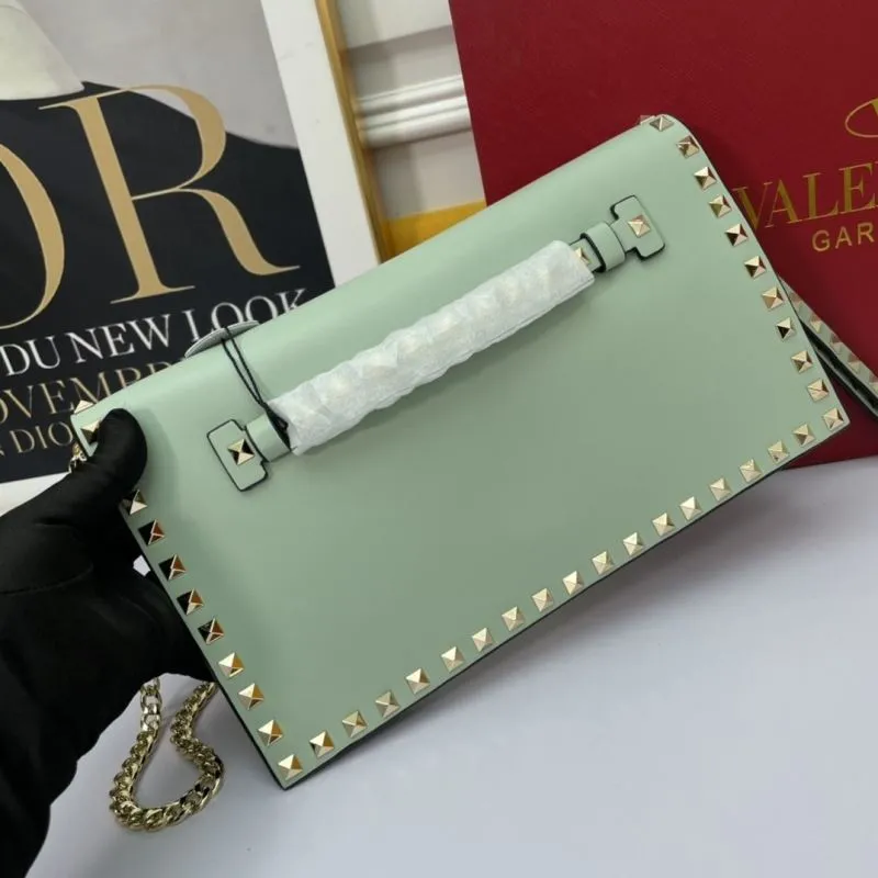 Valentino Mint Green Rockstud Satchel Bag 1056 - Image 3