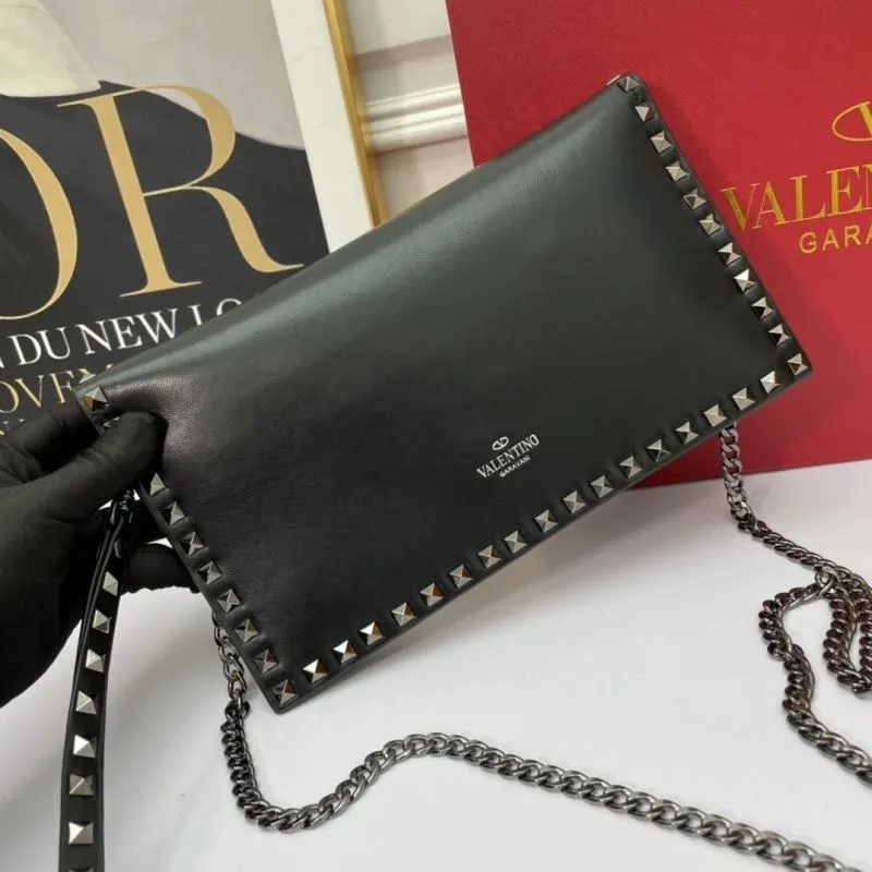 Valentino Black Leather Studded Crossbody Bag