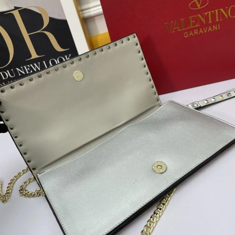 Valentino Silver Rockstud Chain Crossbody Bag 1059 - Image 4