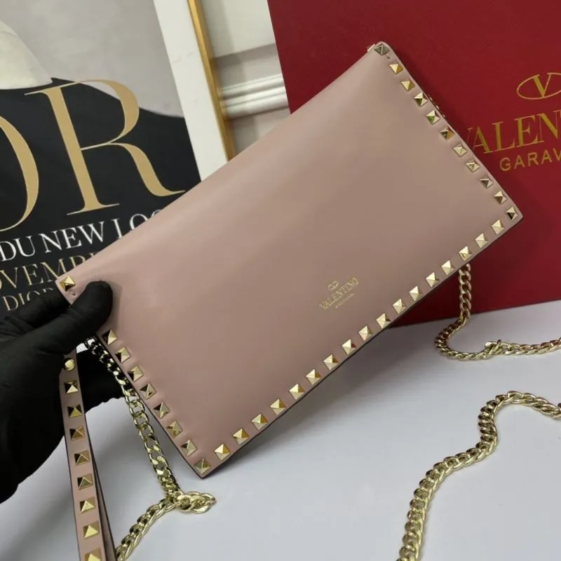 Valentino 1061 Pink Rockstud Crossbody Satchel Bag