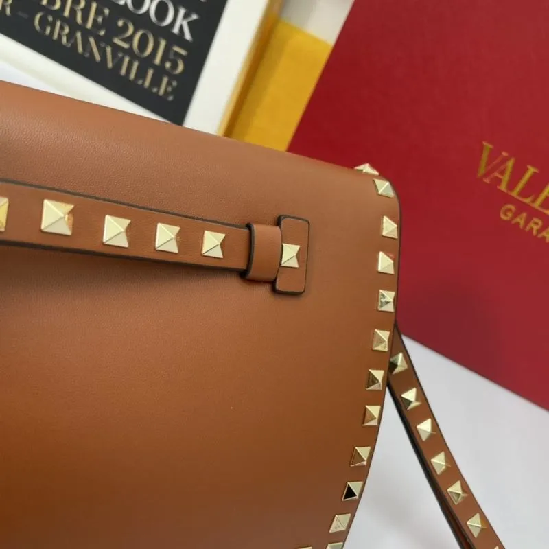Valentino Brown Studded Chain Satchel Bag 1063 - Image 6