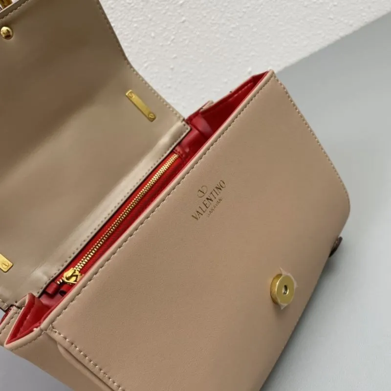 Valentino Garavani Beige Crossbody Satchel Bag H2056 20cm - Image 8