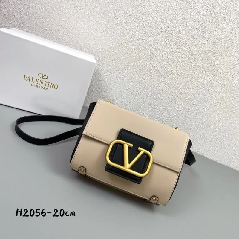 Valentino Garavani Beige Black Crossbody Satchel Bag H2056 20cm