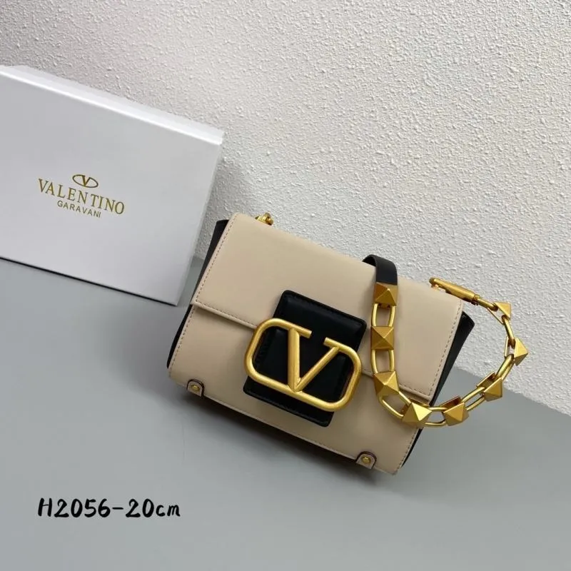 Valentino Garavani Beige Black Crossbody Satchel Bag H2056 20cm - Image 3