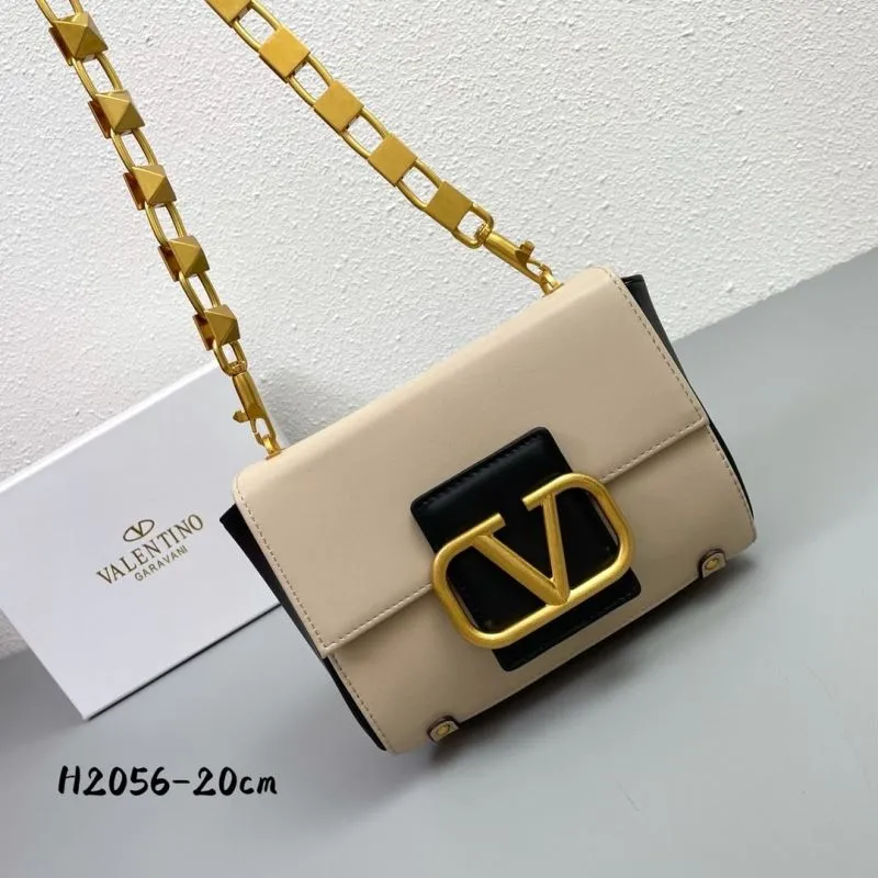 Valentino Garavani Beige Black Crossbody Satchel Bag H2056 20cm - Image 4