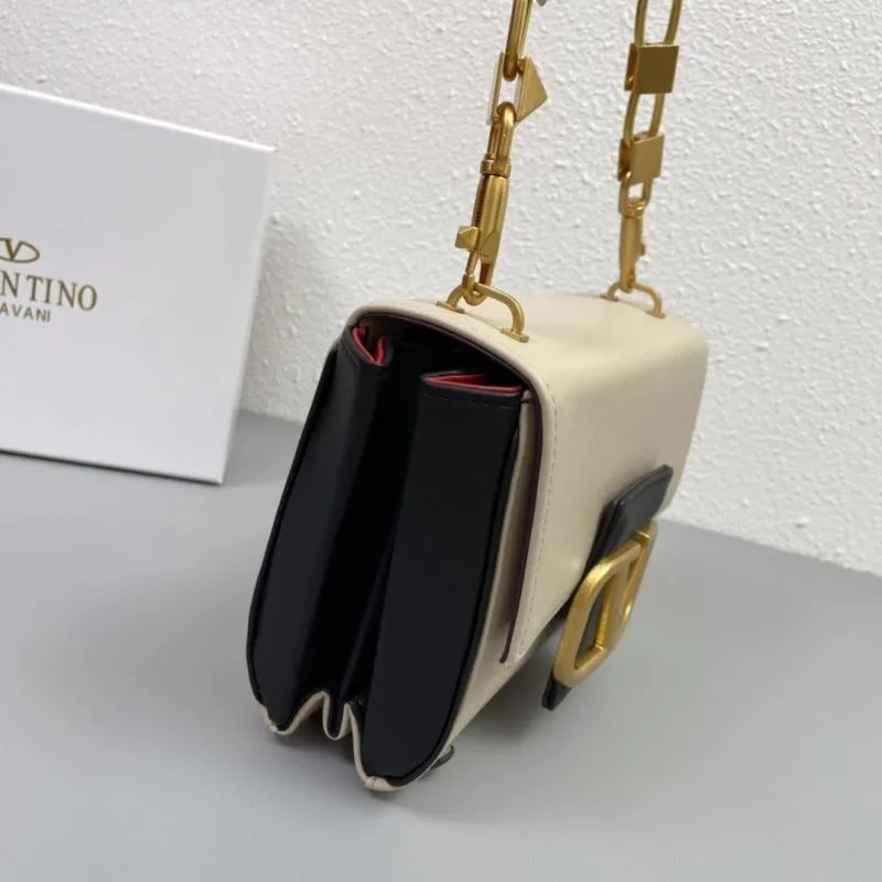 Valentino Garavani Beige Black Crossbody Satchel Bag H2056 20cm - Image 6