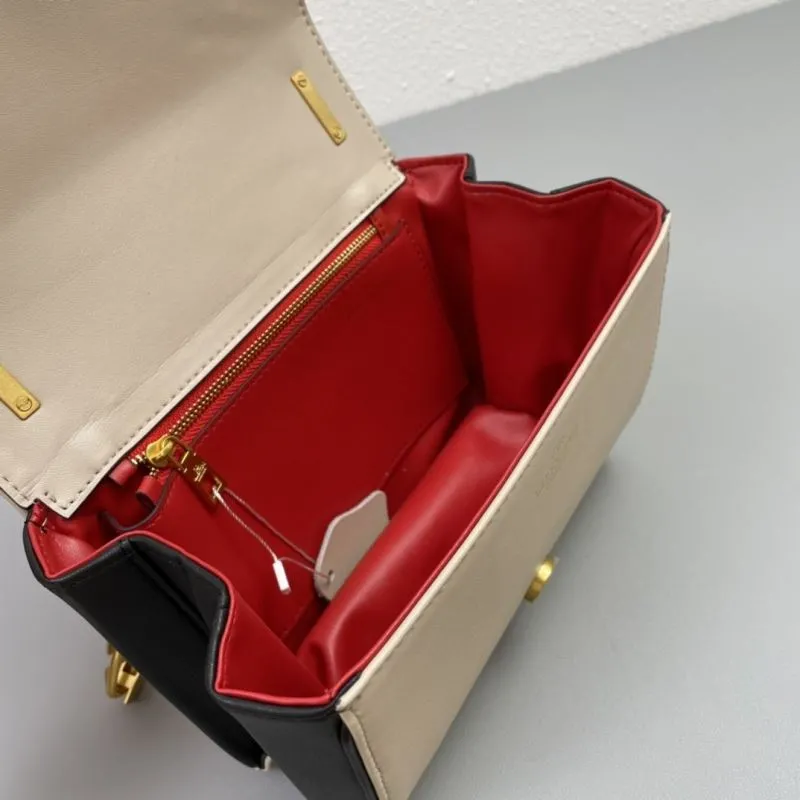 Valentino Garavani Beige Black Crossbody Satchel Bag H2056 20cm - Image 9