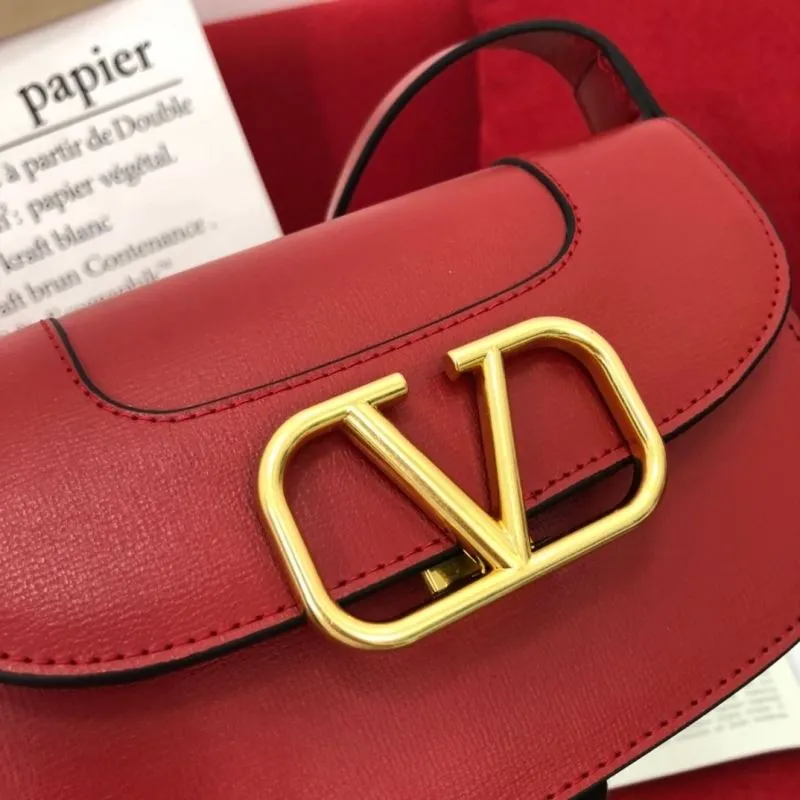Valentino Red Leather Satchel Bag 1071 - Image 3