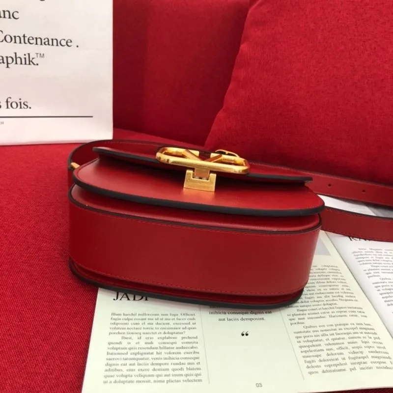Valentino Red Leather Satchel Bag 1071 - Image 6
