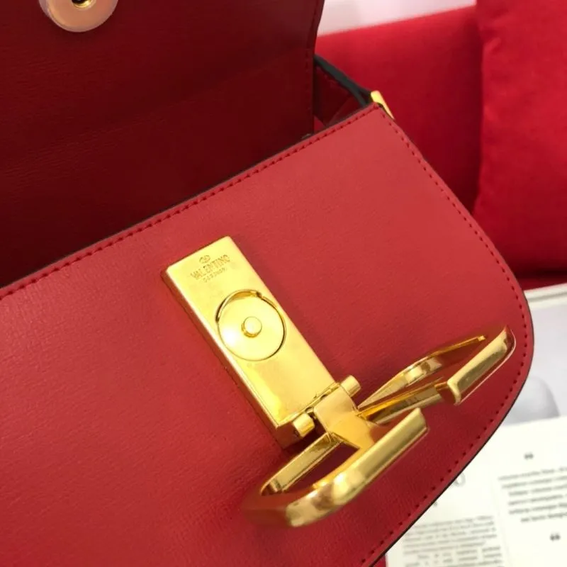 Valentino Red Leather Satchel Bag 1071 - Image 7