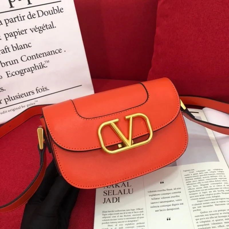 Valentino Orange Leather Crossbody Satchel Bag 1072