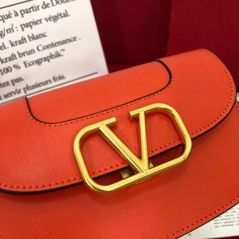 Valentino Orange Leather Crossbody Satchel Bag 1072 - Image 3