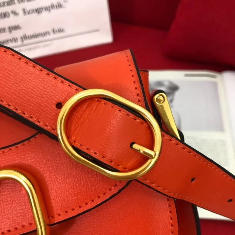 Valentino Orange Leather Crossbody Satchel Bag 1072 - Image 4