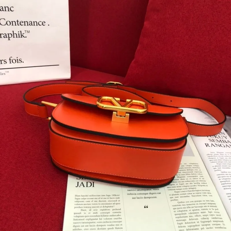 Valentino Orange Leather Crossbody Satchel Bag 1072 - Image 6