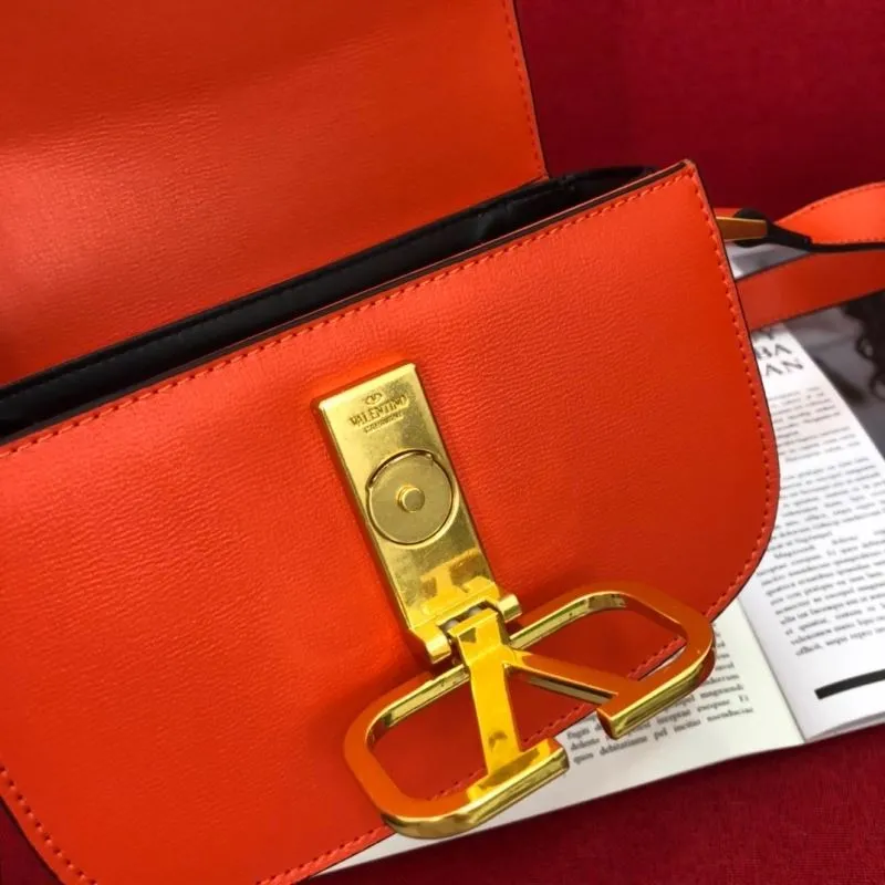 Valentino Orange Leather Crossbody Satchel Bag 1072 - Image 7