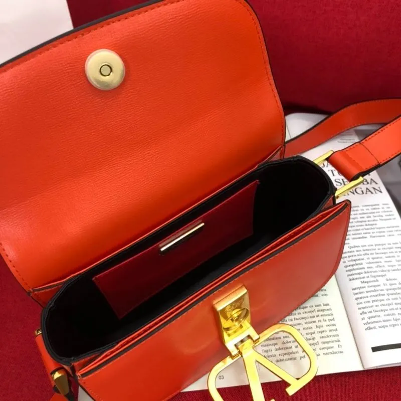 Valentino Orange Leather Crossbody Satchel Bag 1072 - Image 8