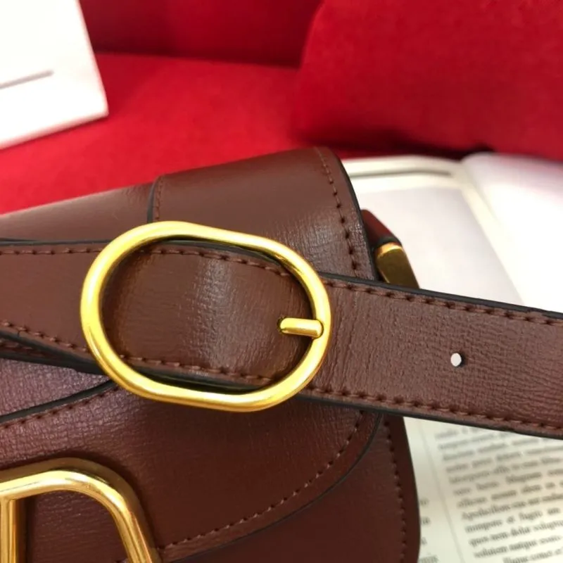 Valentino Brown Leather Crossbody Satchel Bag - Image 4
