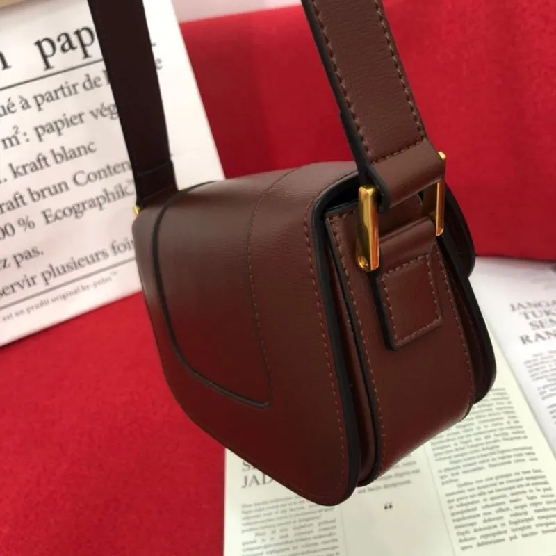 Valentino Brown Leather Crossbody Satchel Bag - Image 5