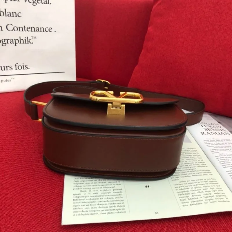 Valentino Brown Leather Crossbody Satchel Bag - Image 6