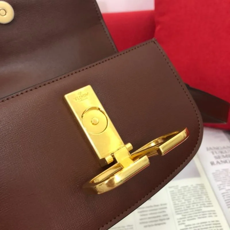 Valentino Brown Leather Crossbody Satchel Bag - Image 7
