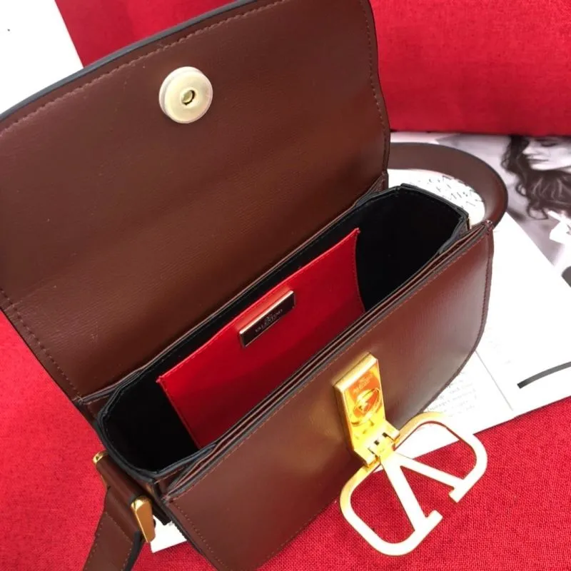 Valentino Brown Leather Crossbody Satchel Bag - Image 8