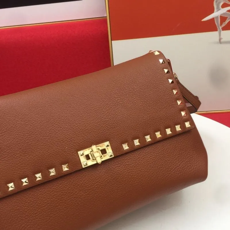 Valentino Brown Studded Satchel Crossbody Bag 0127 - Image 4