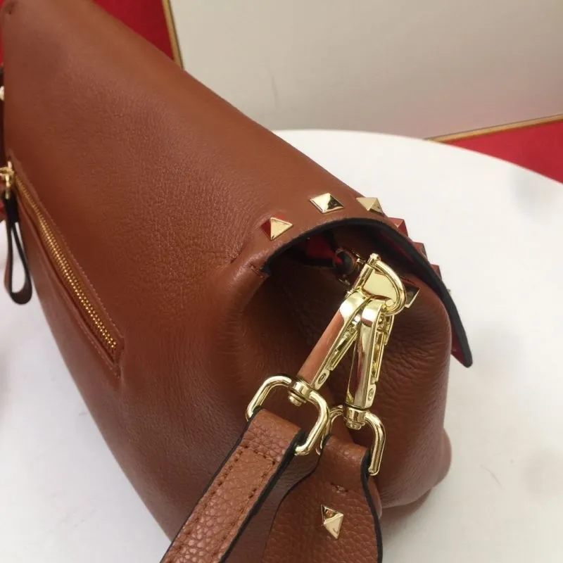 Valentino Brown Studded Satchel Crossbody Bag 0127 - Image 6