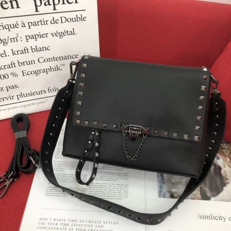 Valentino Black Studded Satchel Bag 1082