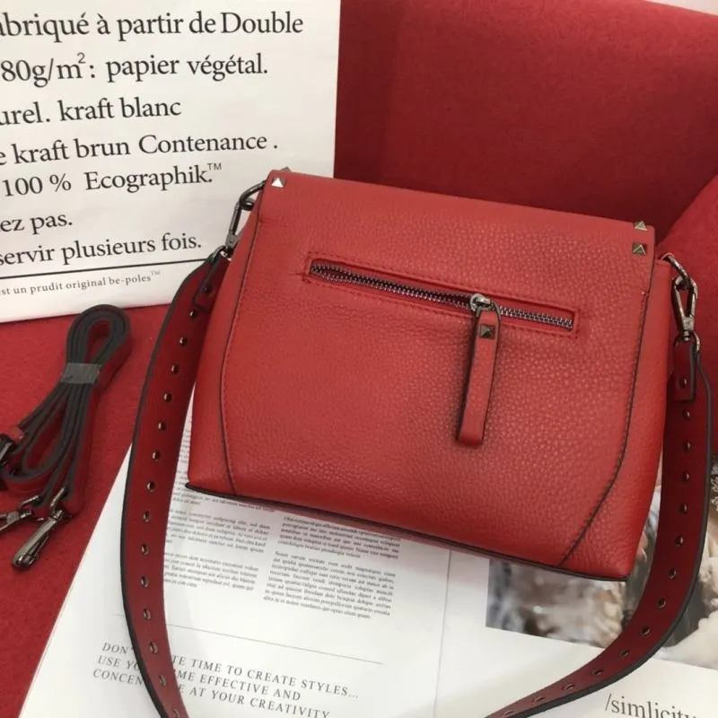 Valentino Red Studded Satchel Crossbody Bag - Image 3